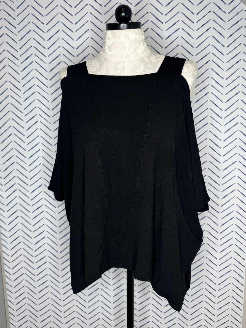 Nomad Black Cotton Bohemian Tunic short sleeve Size Large Cotton